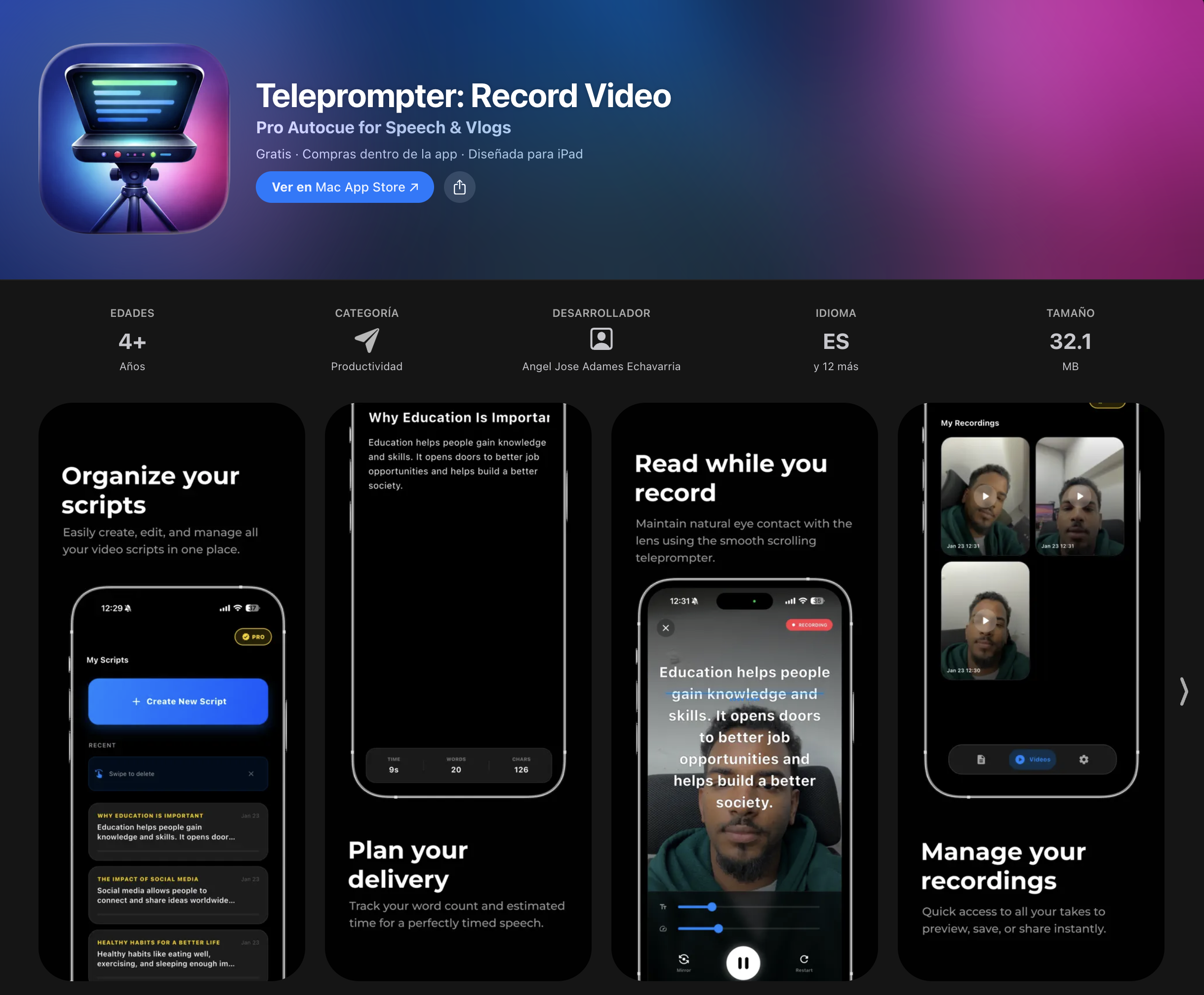 Teleprompter: Record Video & Script gallery image