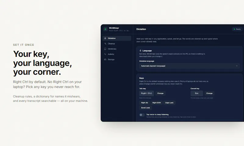 WinWhispr, dictation for Windows screenshot 2