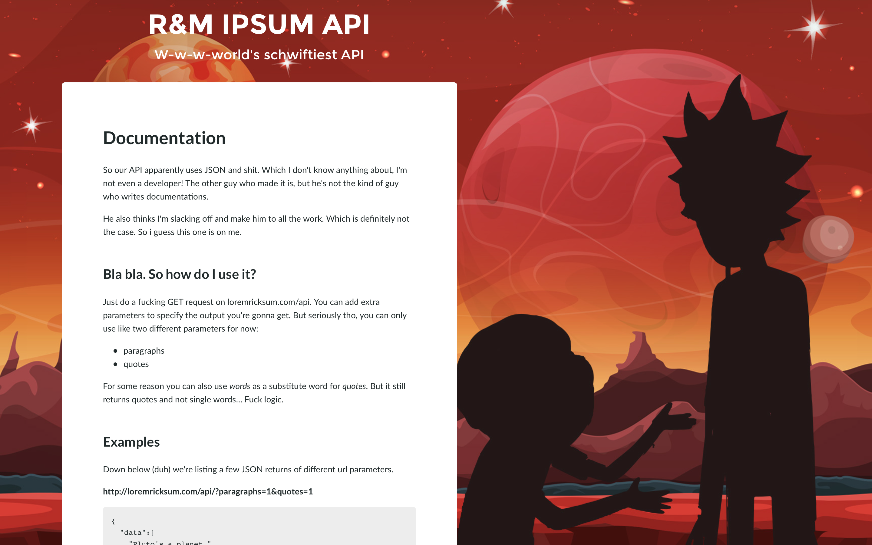 Rick and Morty Ipsum gallery image