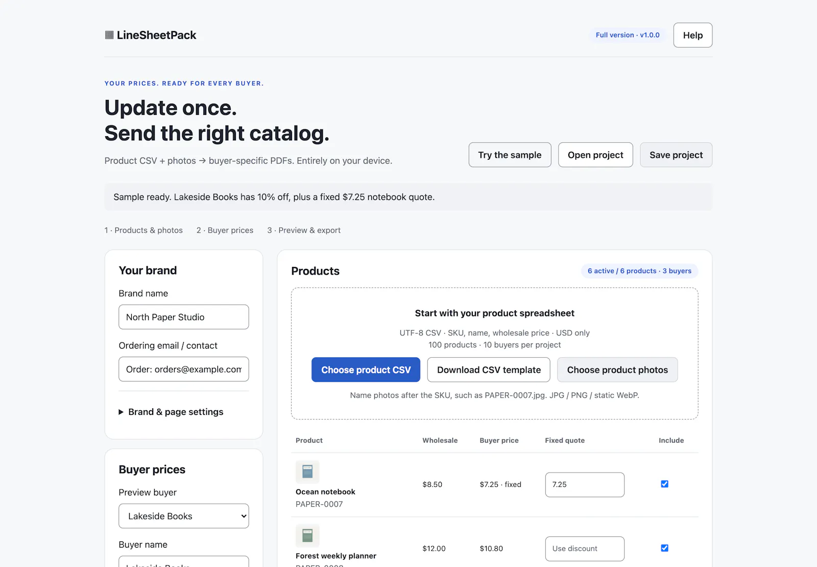LineSheetPack screenshot 2