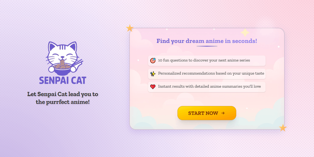 Senpai Cat: AI powered Anime Recommendation Engine Product Hunt Senpai Cat: AI powered Anime Recommendation Engine Product Hunt