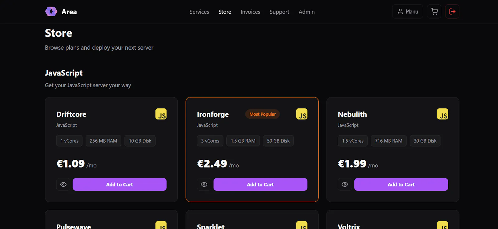 Pylox — Hosting screenshot 2