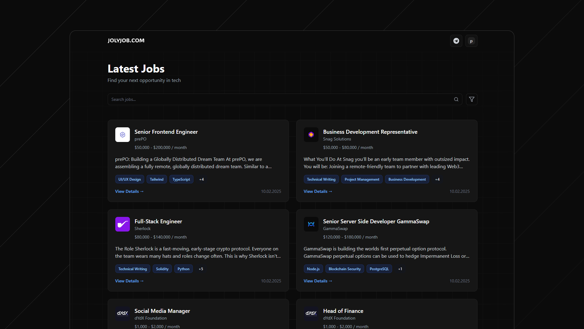Jolyjob - Web3 Work & Vacancies Platform - Найдите свою следующую техническую работу в Web3 медиа 2