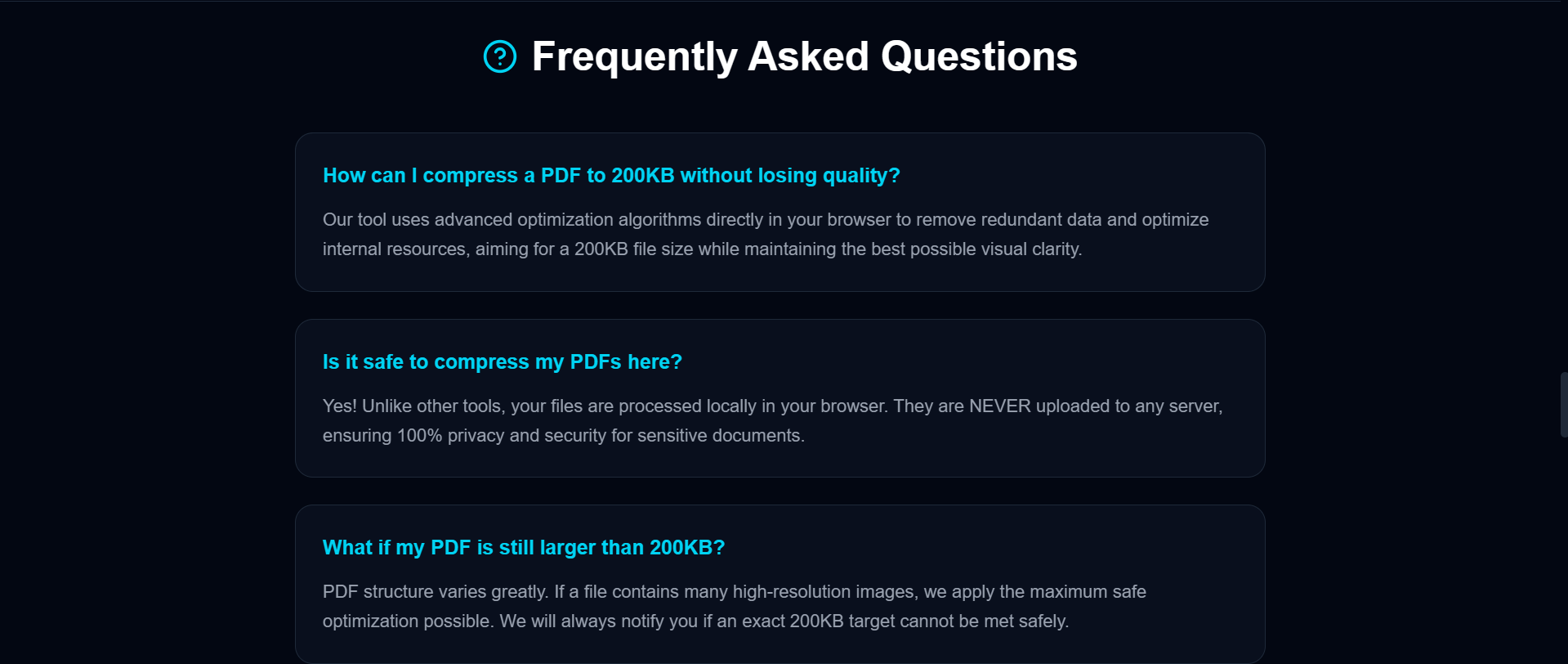 Free PDF Compressor Tool - Screenshot 2 showing product features and functionality