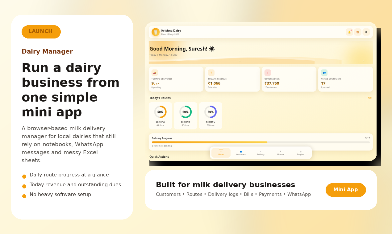 Dairy Manager — Milk Delivery Mini App gallery image