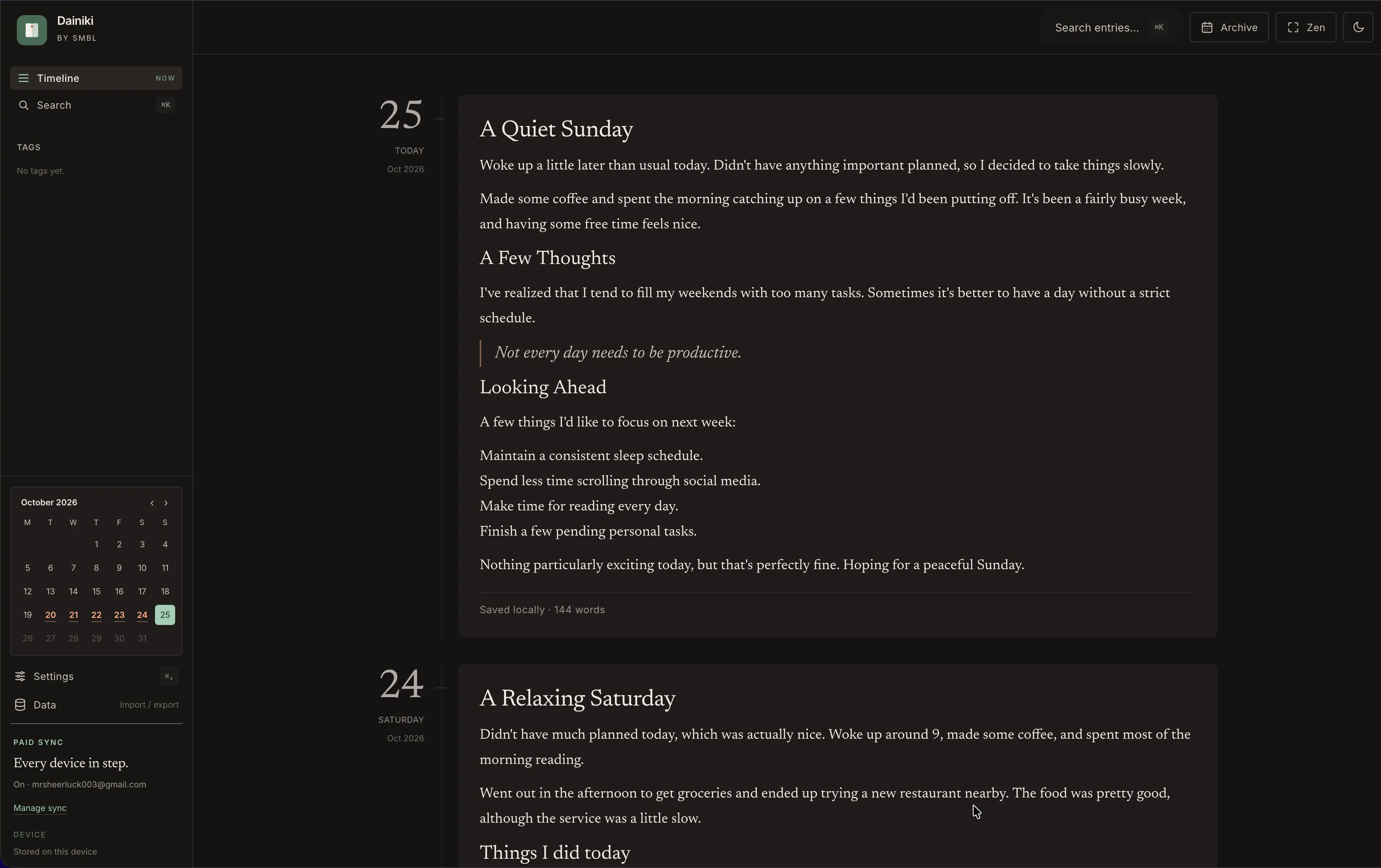 Dainiki - Local-first Timeline Journal gallery image