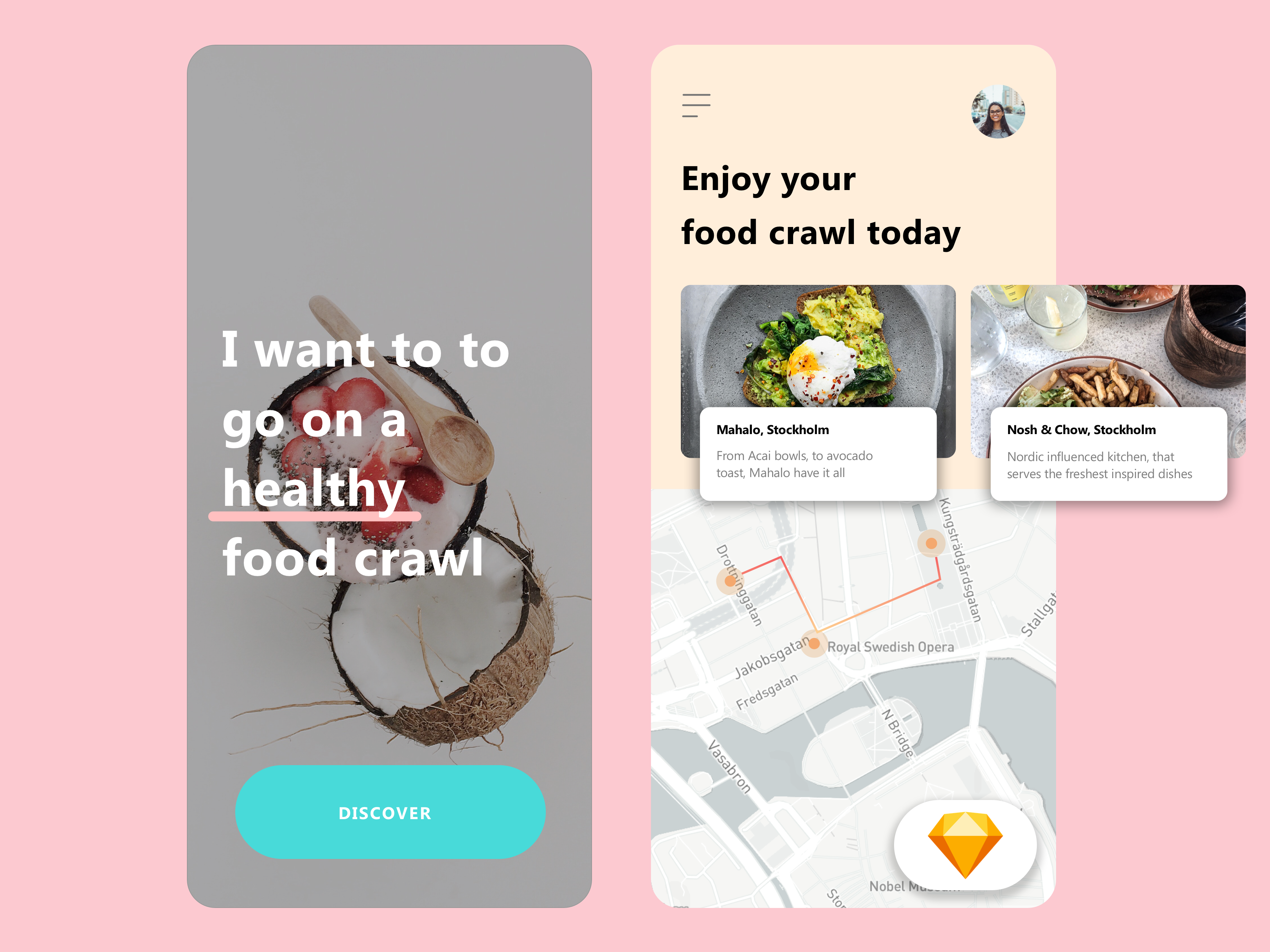 Food Crawl UI IOS Kit Sketch Download