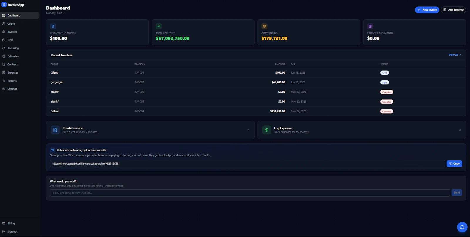 InvoiceApp screenshot 1