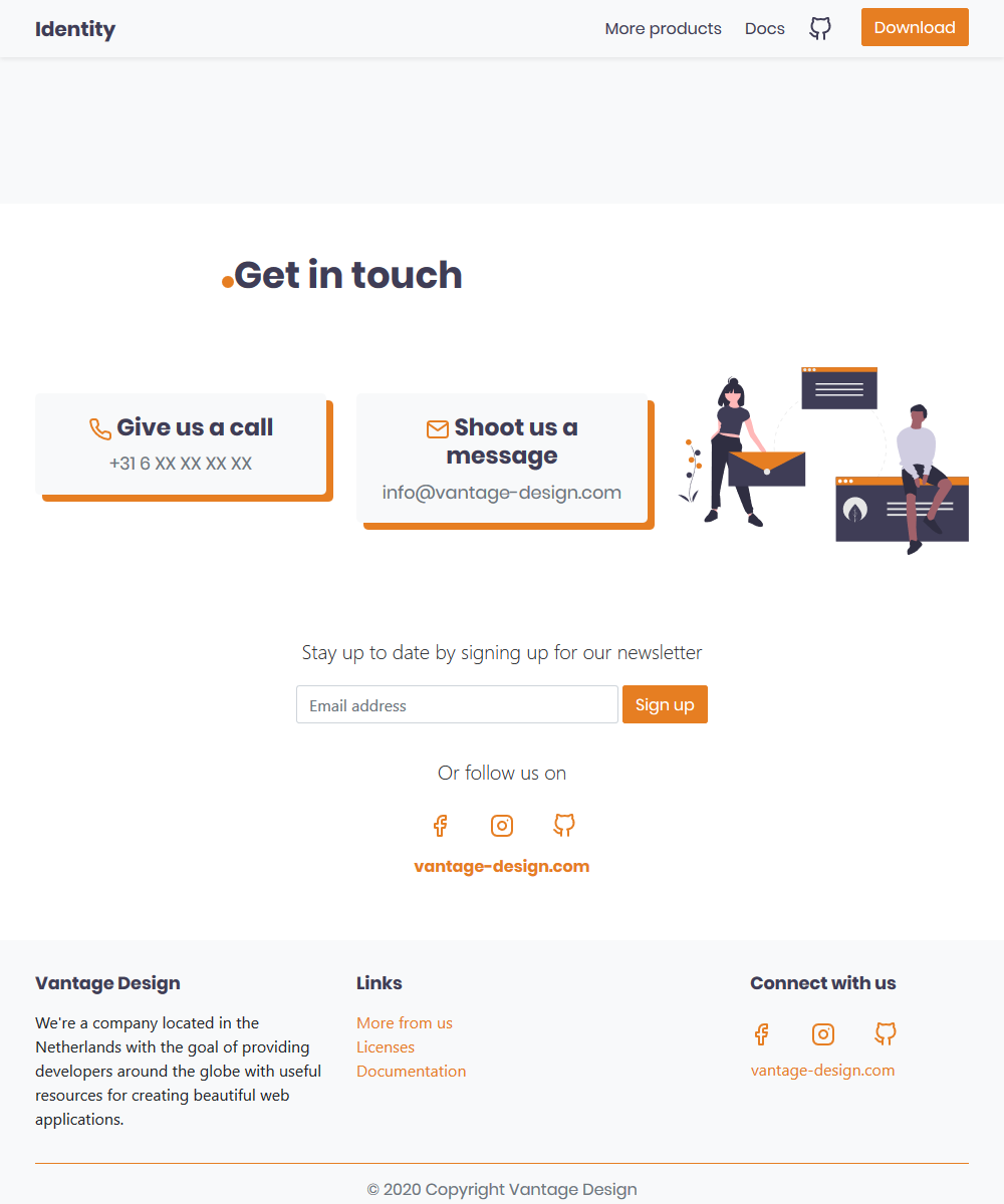 Identity - free landing page template gallery image