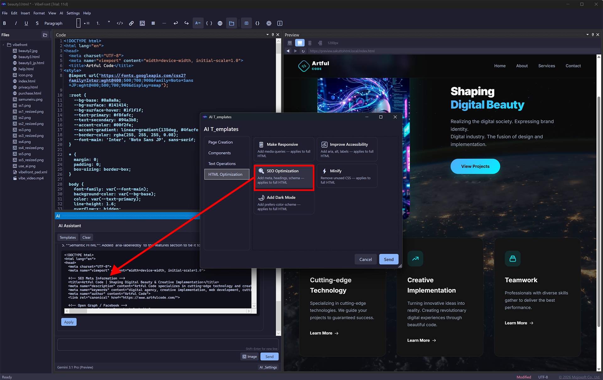 VibeFront - AI HTML Editor gallery image