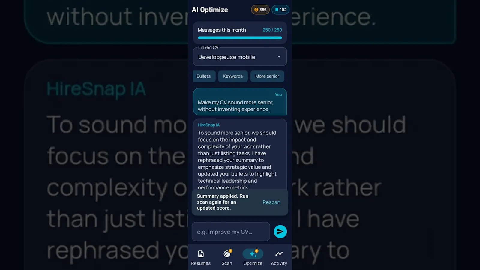 HireSnap — AI Resume & CV Builder screenshot 1 (video preview)