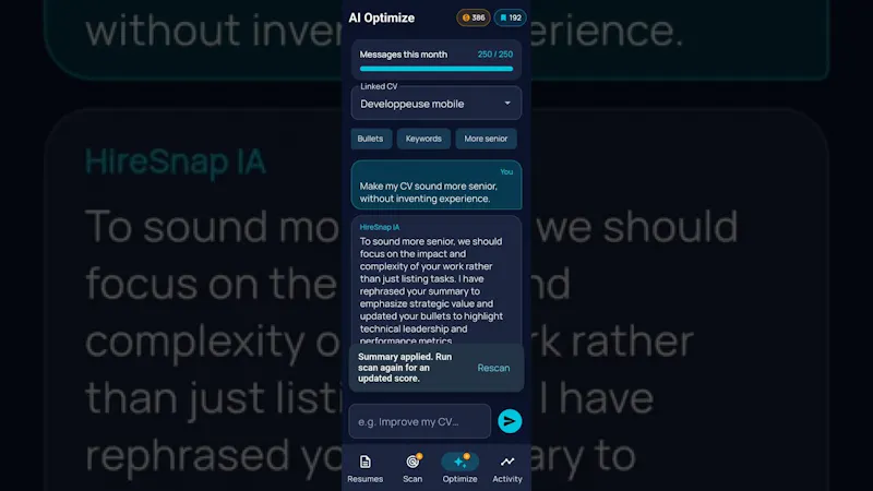 HireSnap — AI Resume & CV Builder screenshot 1 (video preview)