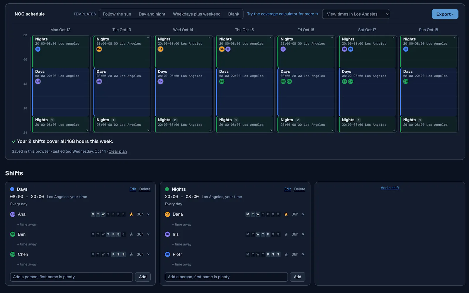 NOC Schedule Planner screenshot 1