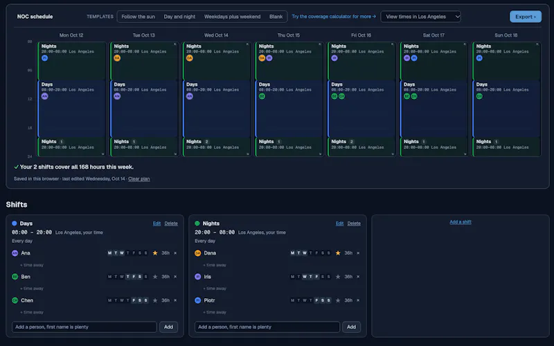 NOC Schedule Planner screenshot 1