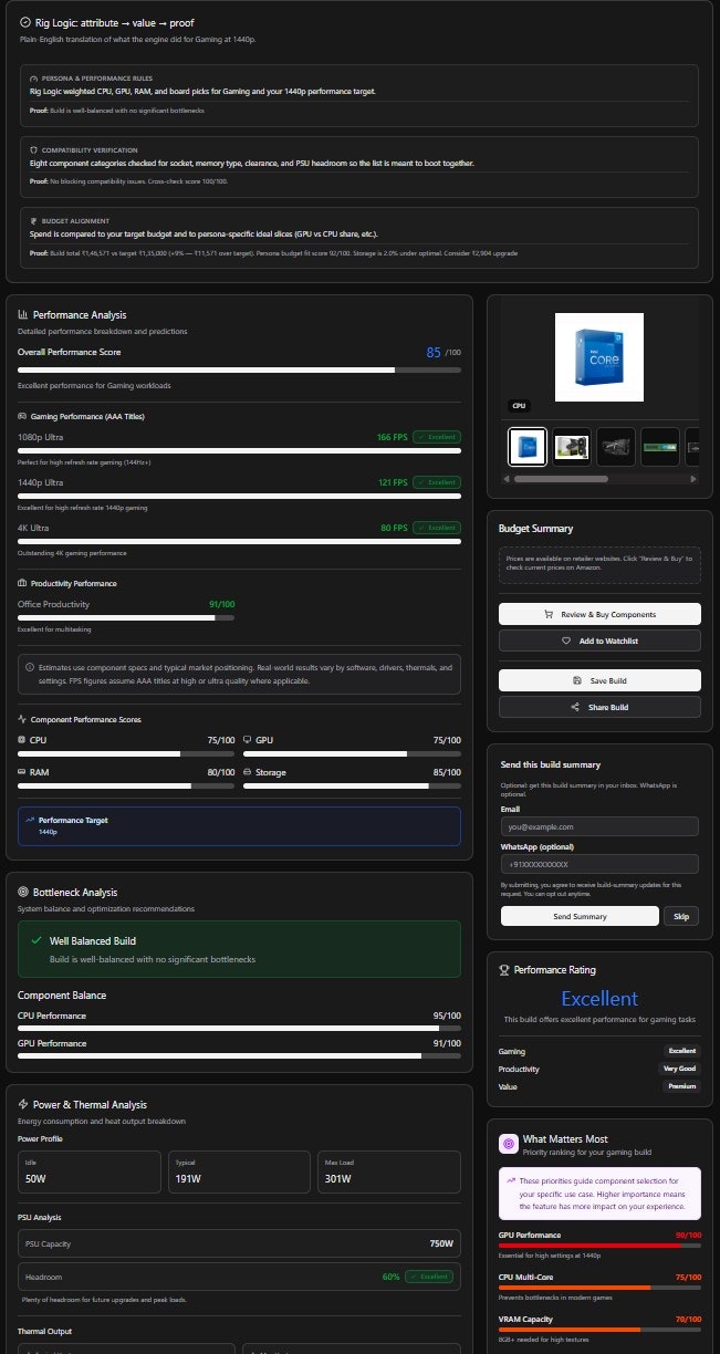 BestRig - Persona-Aware PC Build Advisor gallery image