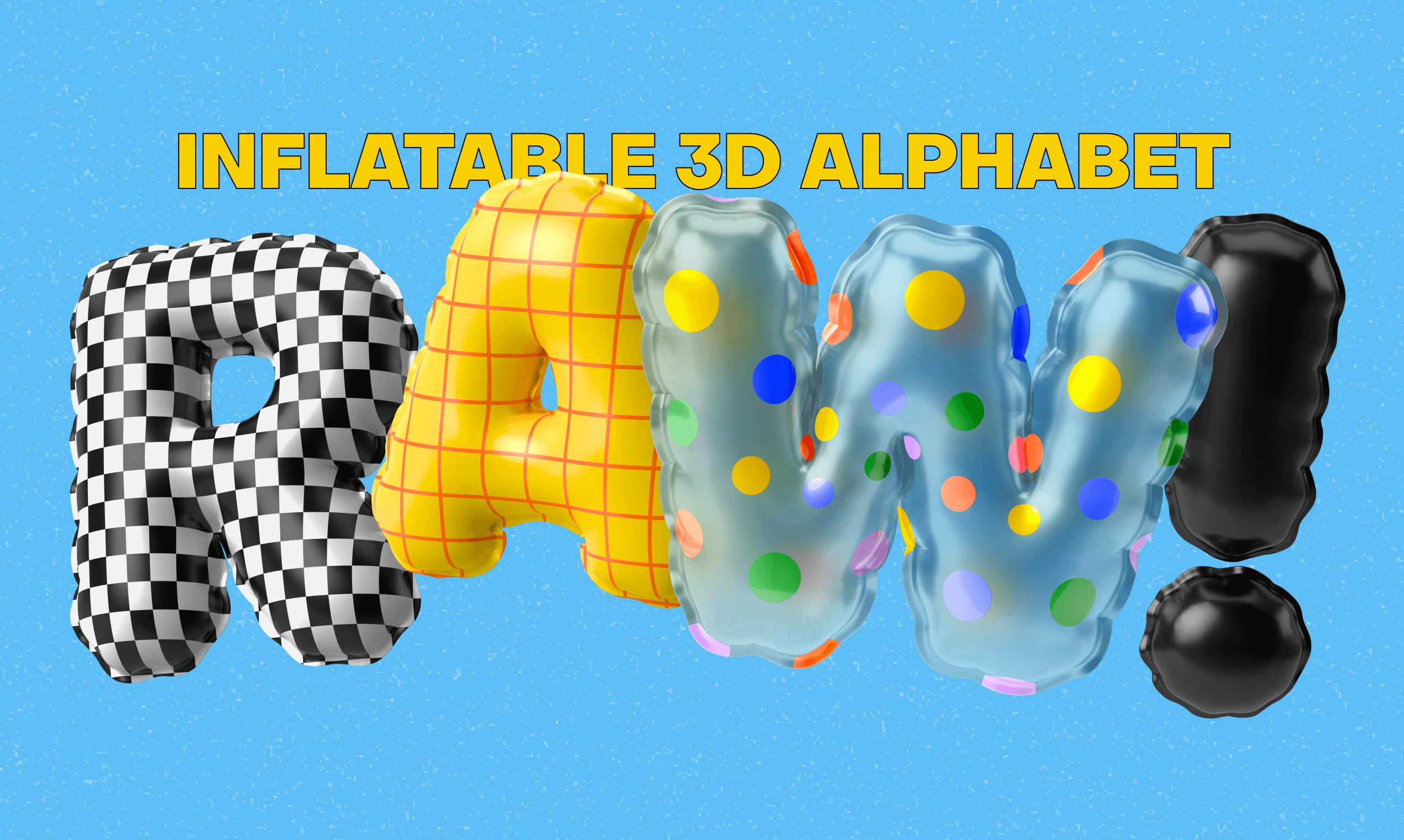 Aufblasbares 3D -Alphabet - Funky Set von Buchstaben und Objekten für Figma Medien 1