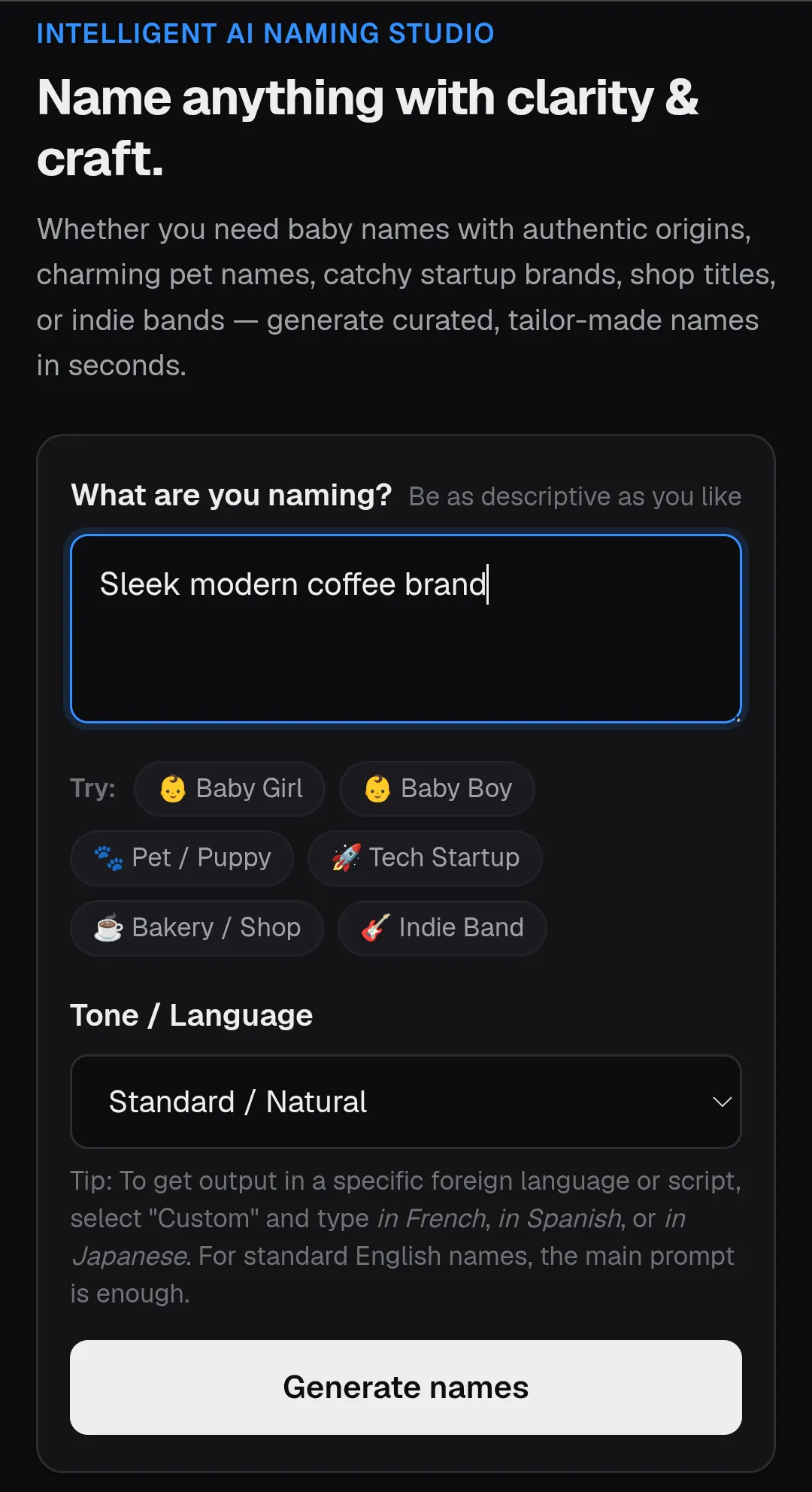 The Naming Desk