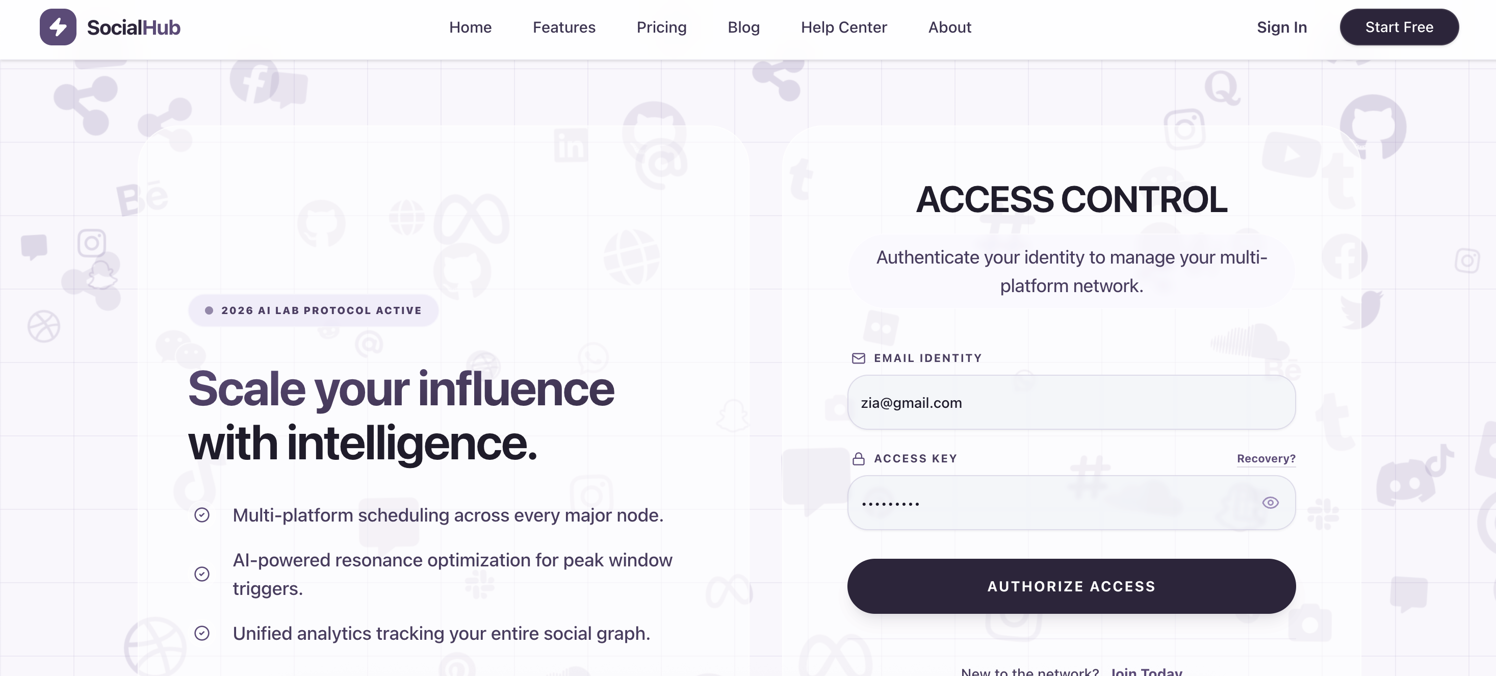 SocialHub - Screenshot 2 showing product features and functionality