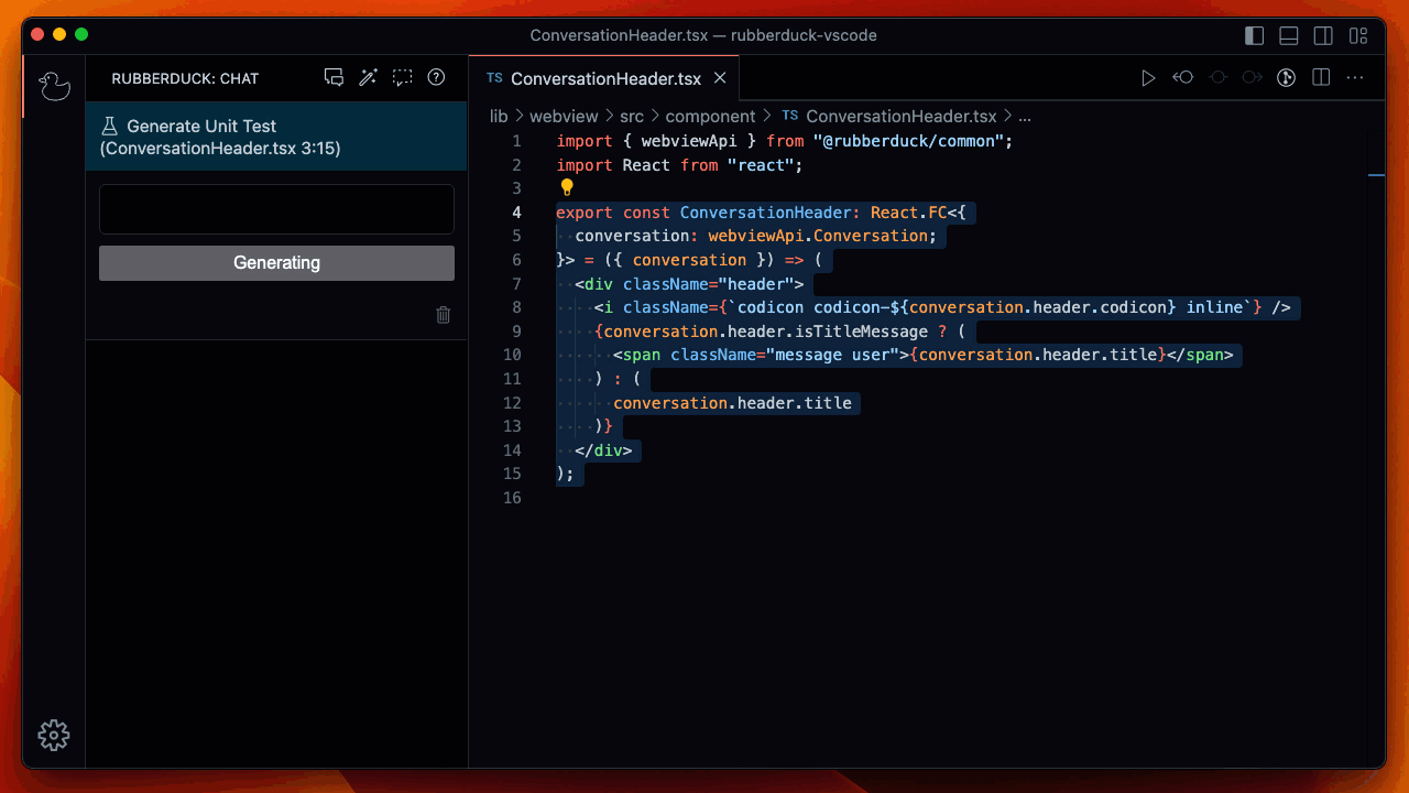 Mídia 4 de Rubberduck - Chatgpt para código do Visual Studio