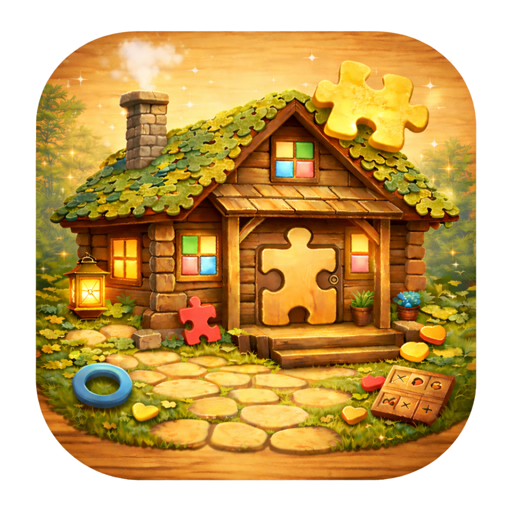Cosy Puzzle Cabin - Product Hunt launch logo and brand identity