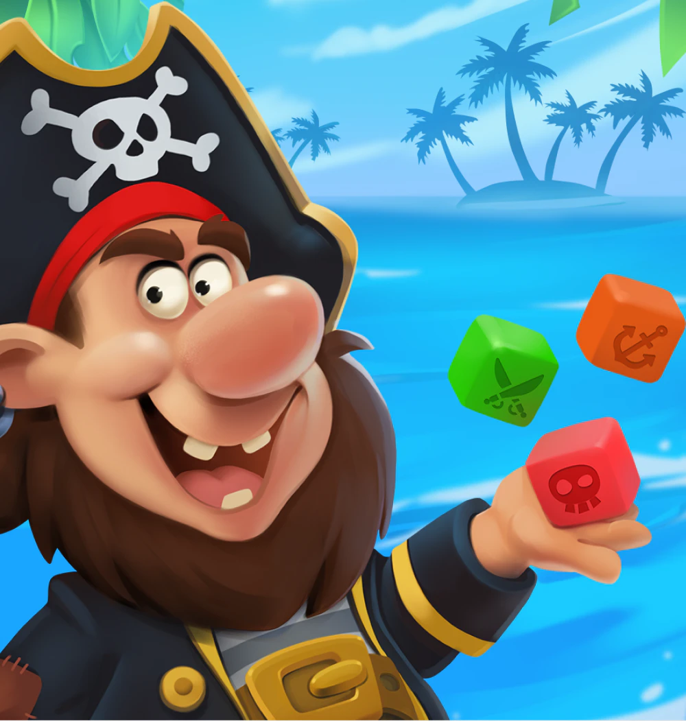 Pirate's Dice: connect 4 in a row