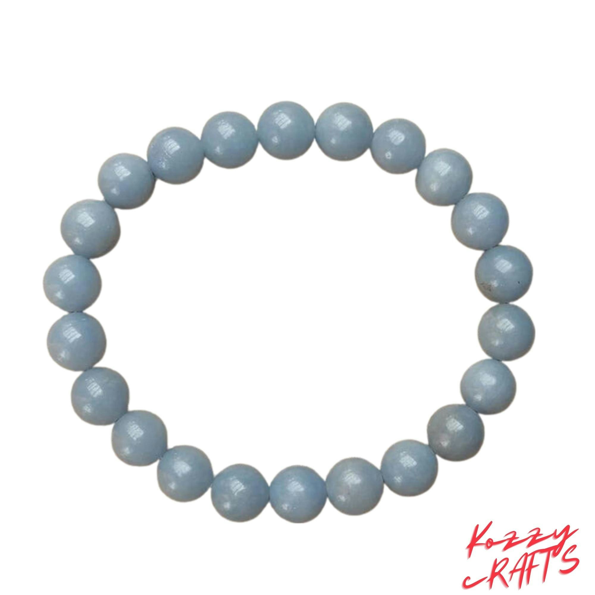 Angelit Bead Reiki Heilarmband - Natural Angelit Crystal Perle Reiki Heilarmband Medien 2