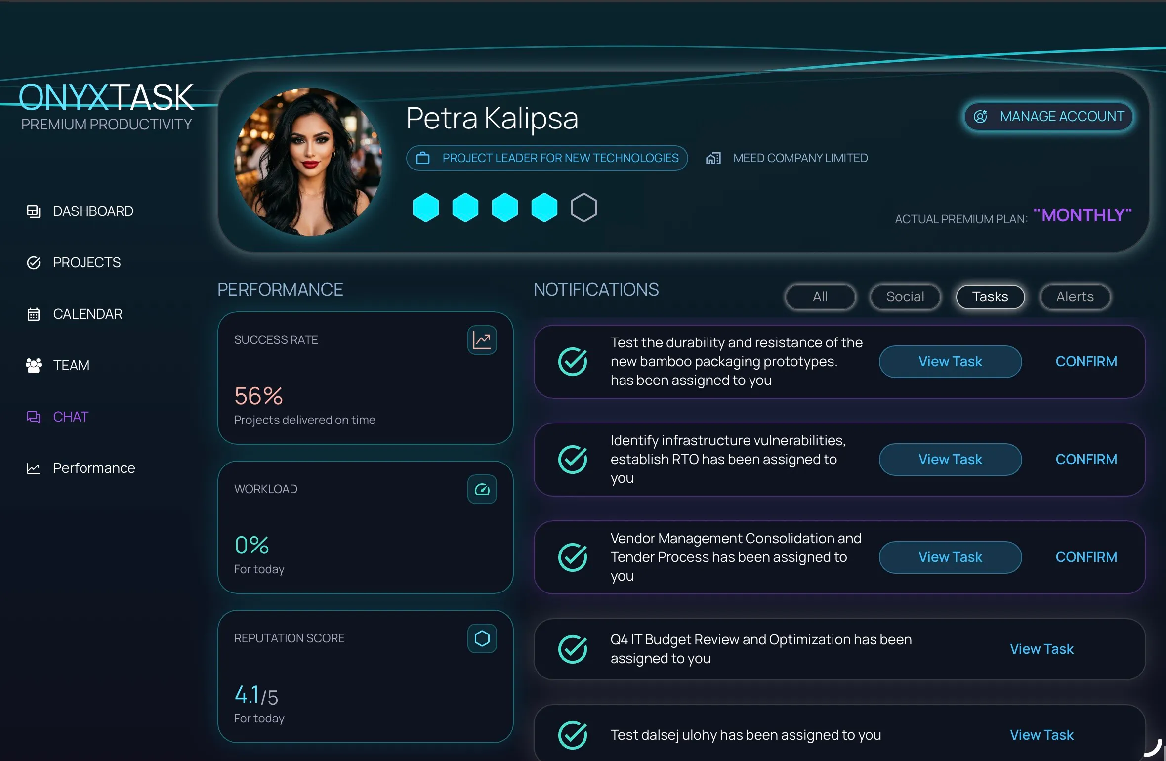 ONYXTASK - Web application gallery image