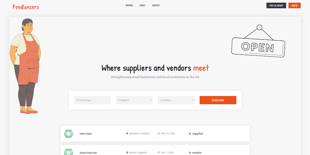 Foodlancers - Find food suppliers or vendors for your small business | Product Hunt