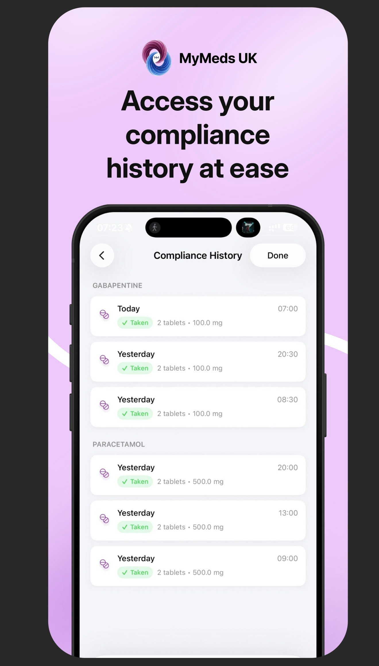 My Meds UK - Main product screenshot demonstrating key features and user interface