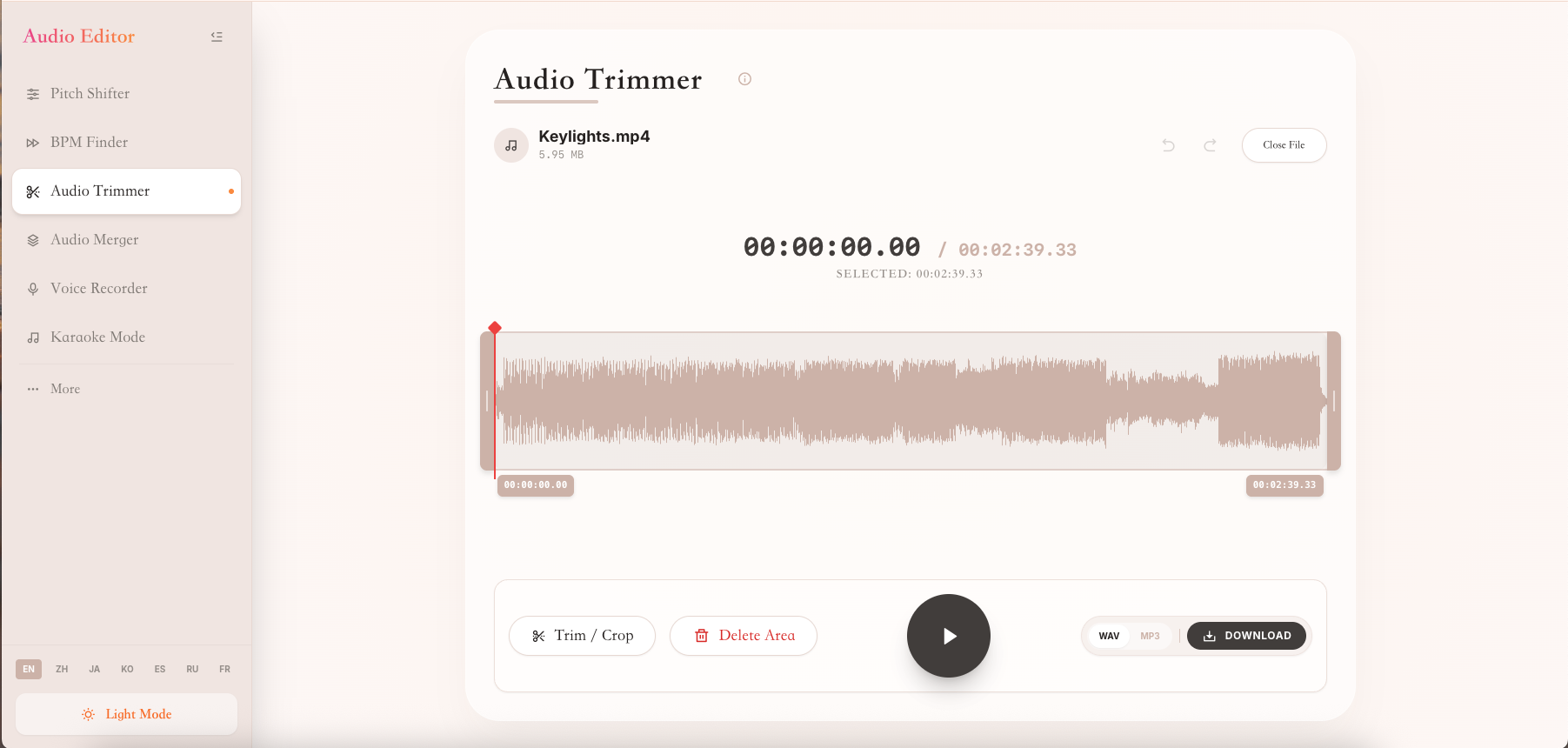 Free Online Audio Editor - Screenshot 4 showing product features and functionality