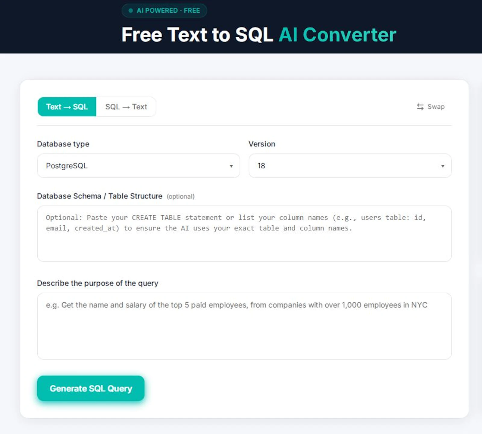 SQLGen screenshot 1