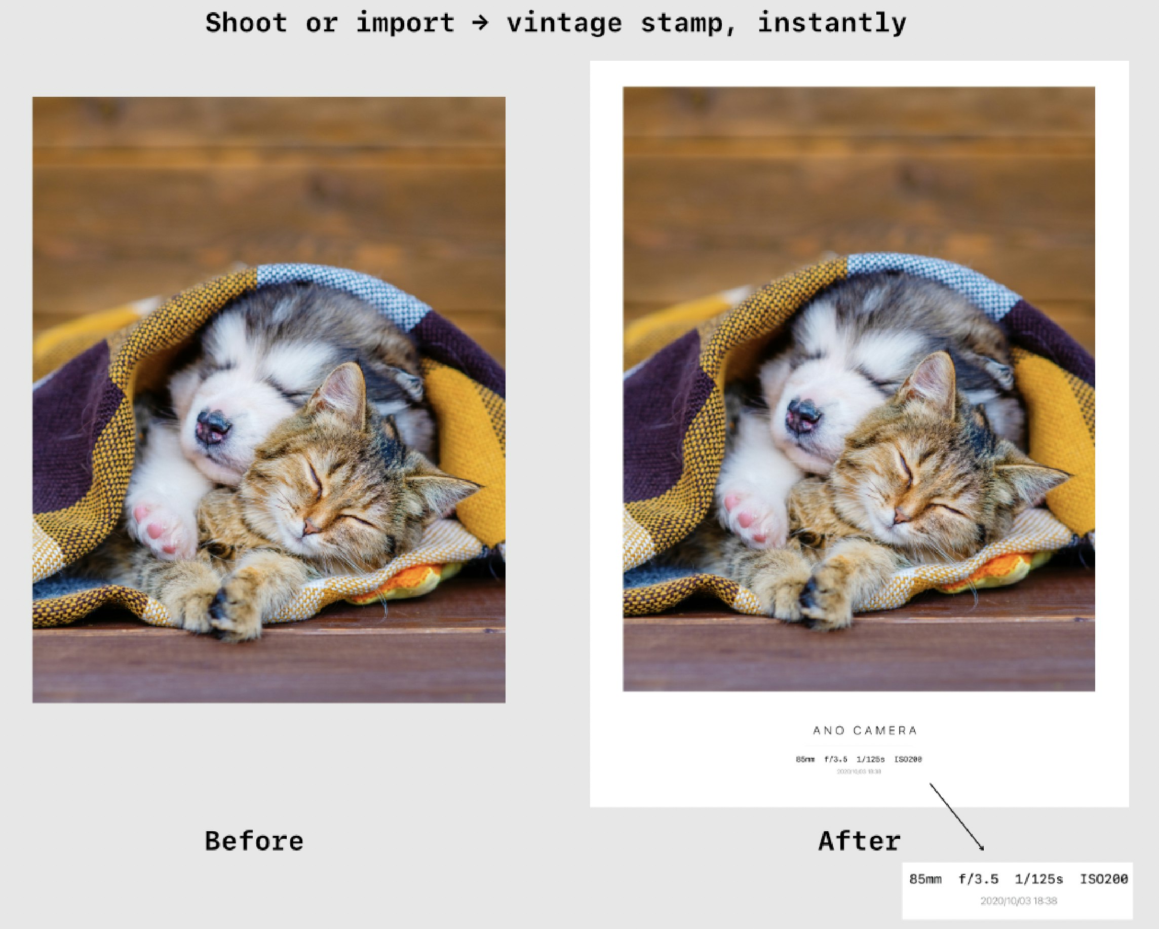 Ano Camera - Main product screenshot demonstrating key features and user interface