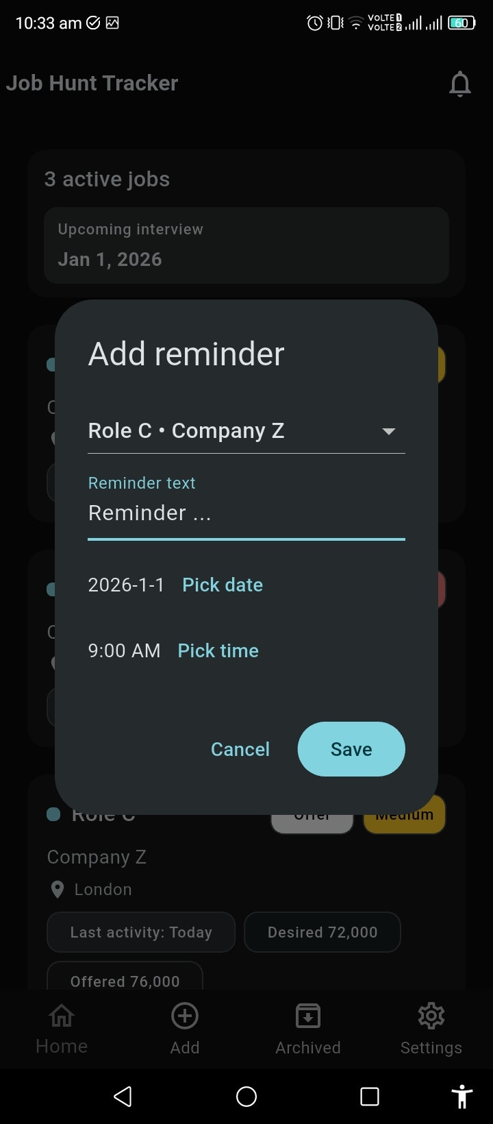 Job Hunt Tracker - Screenshot 4 showing product features and functionality