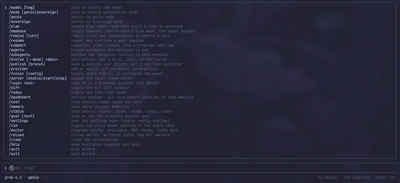 Wizard: self-extending coding agent screenshot 3