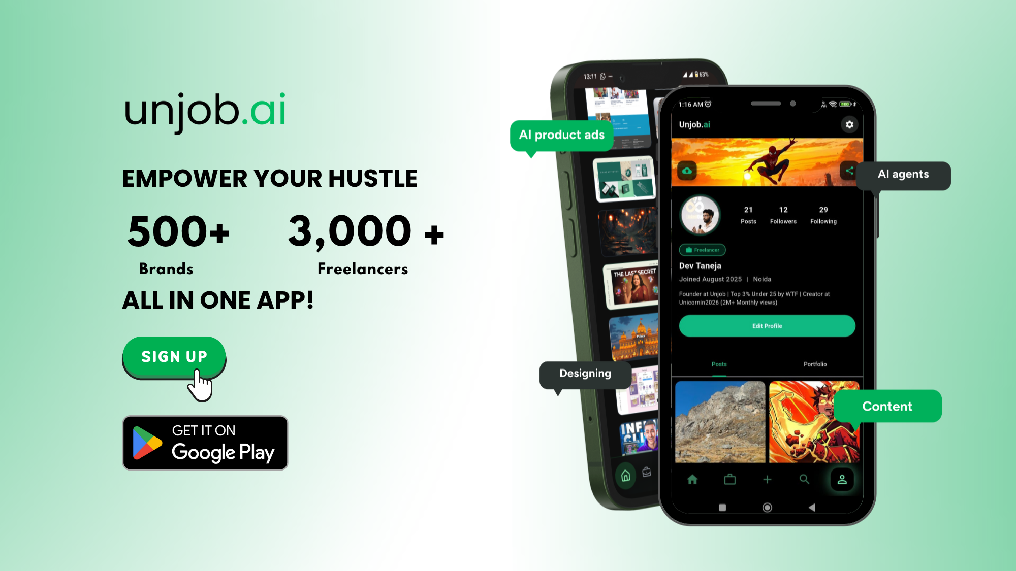 Unjob.ai - Main product screenshot demonstrating key features and user interface