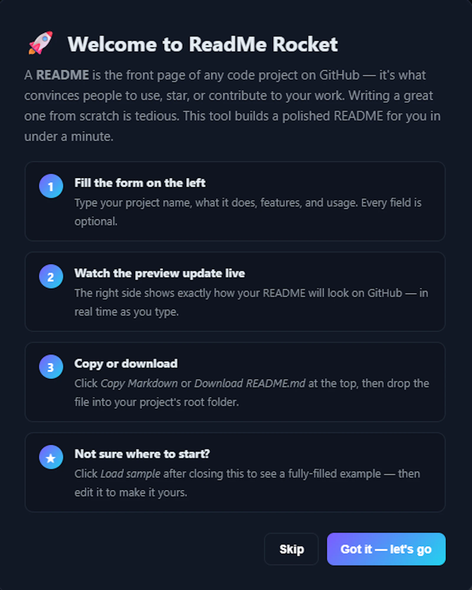 ReadMe Rocket screenshot 2
