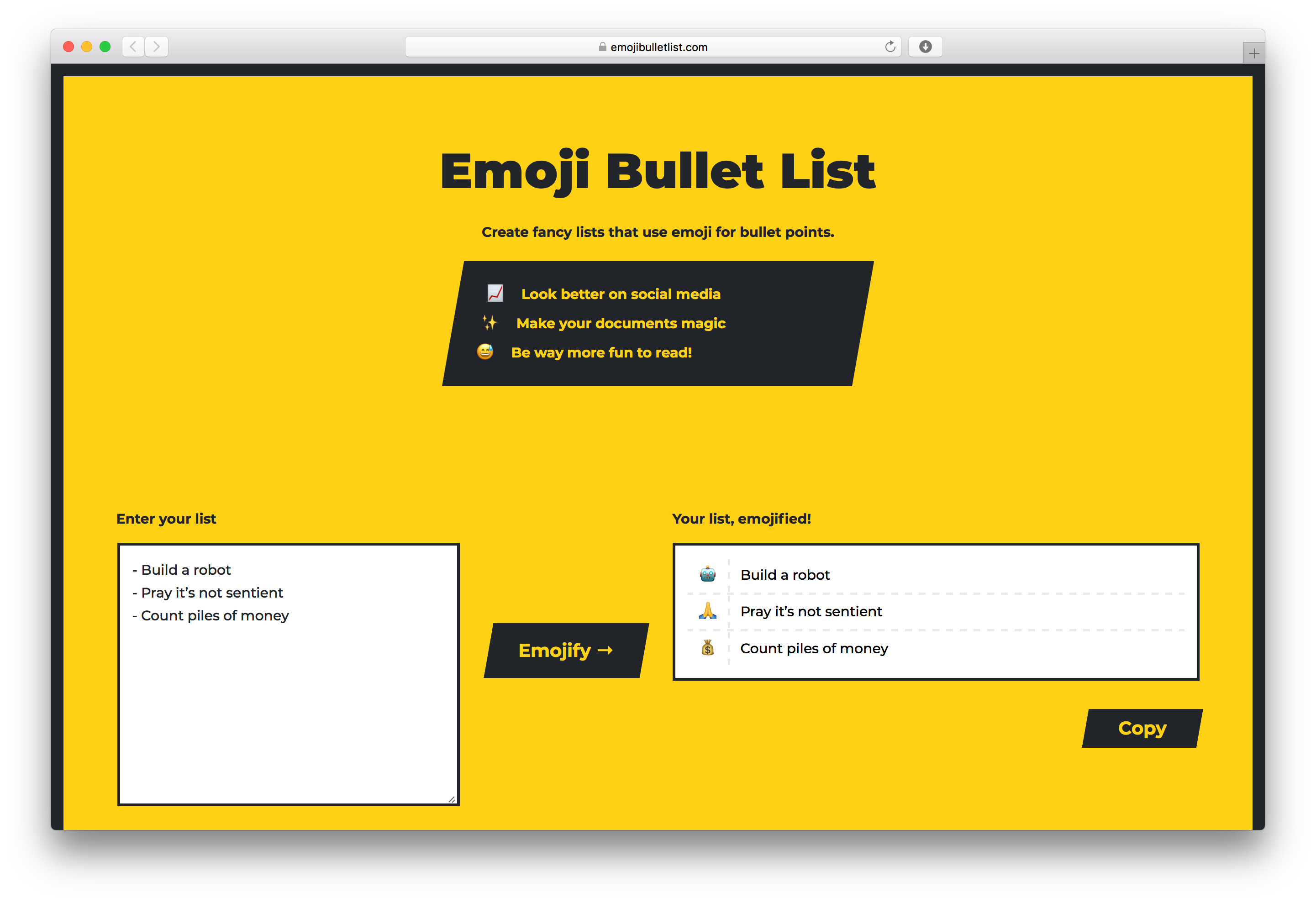 Emoji Bullet List ⚡️ Emojified bullet points in a flash Product Hunt
