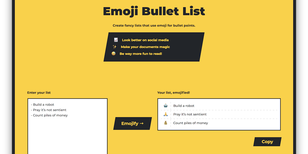 Emoji Bullet List Product Hunt