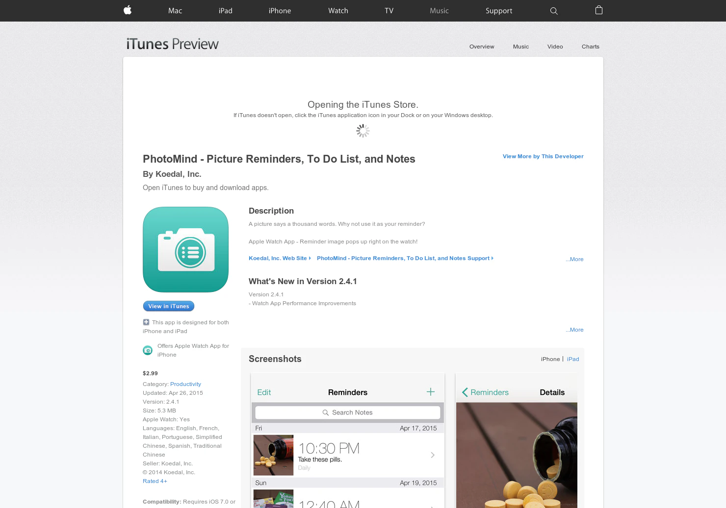 PhotoMind for Apple Watch