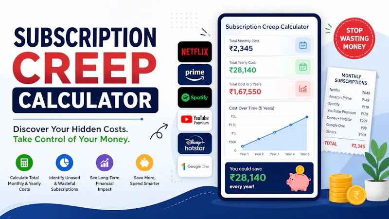 Subscription Creep Calculator by vishvX screenshot 1