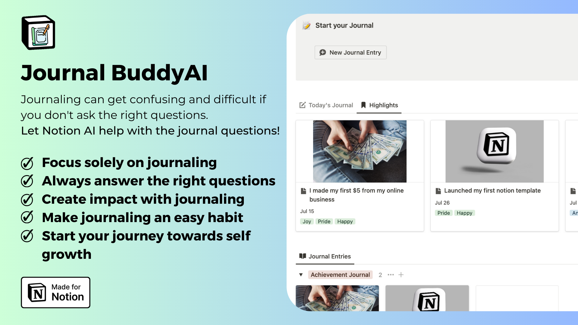 startuptile Journal BuddyAI-Your AI journal assistant to make journaling impactful