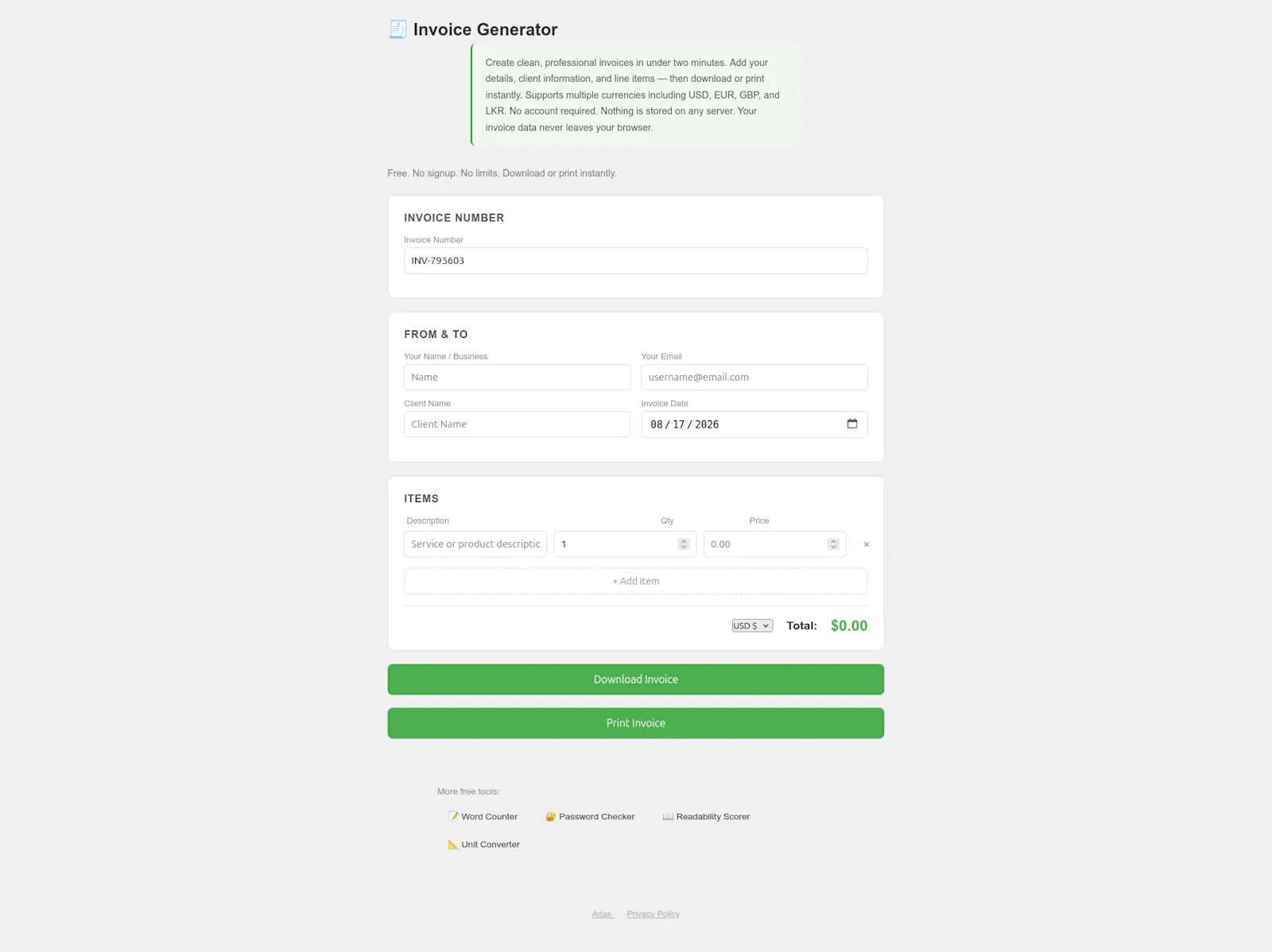 Invoice Generator by Adas screenshot 2
