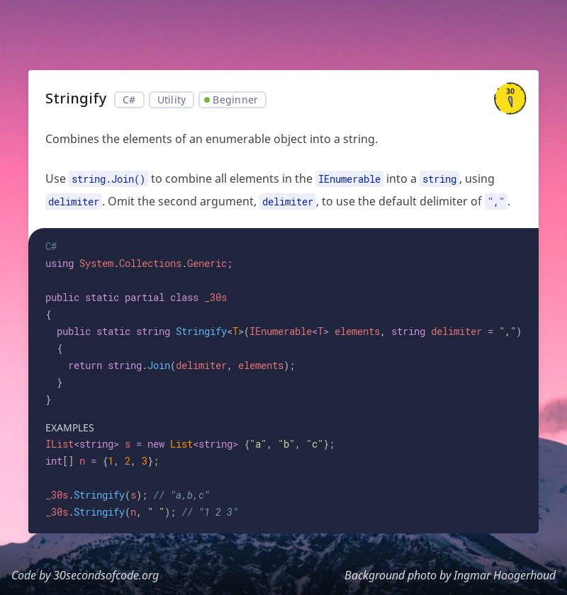 30 seconds of C# gallery image