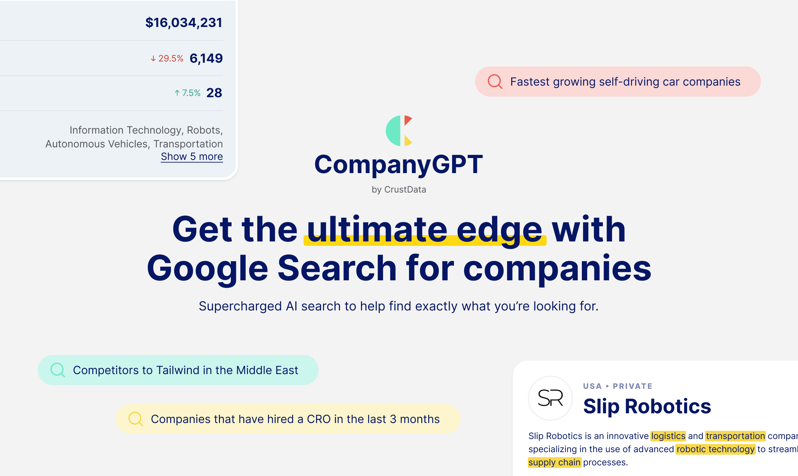 startuptile CompanyGPT 2.0-Search engine for companies and people