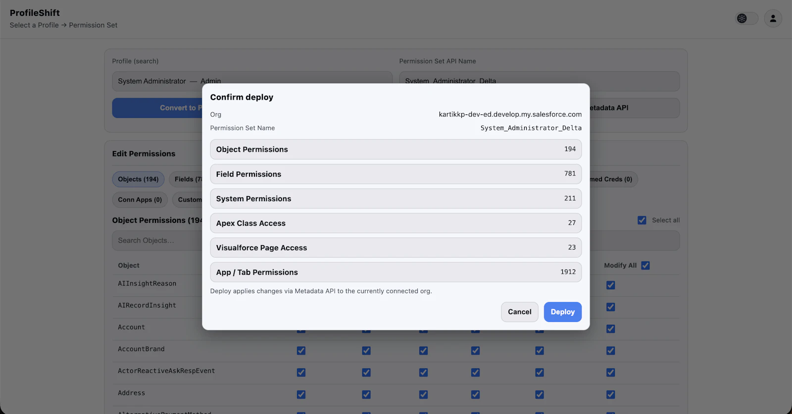 ProfileShift – Profile to Permission Set screenshot 3