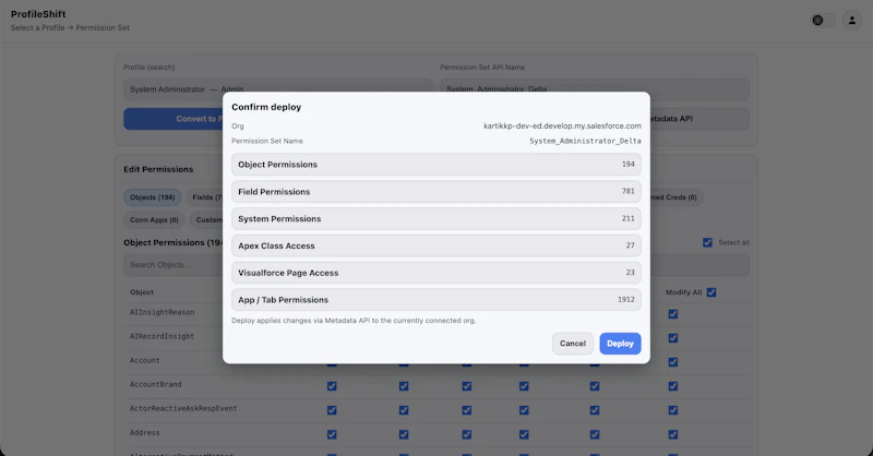 ProfileShift – Profile to Permission Set screenshot 3
