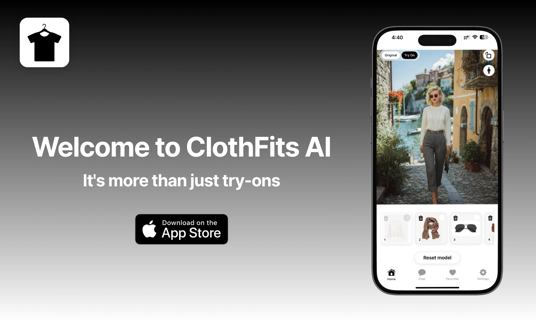 ClothFits AI - Main screenshot showing features and interface
