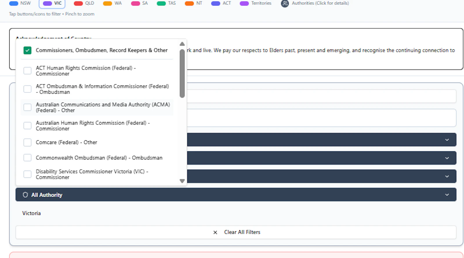 Australian Legislation and Standards Map screenshot 5