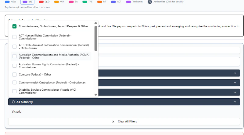 Australian Legislation and Standards Map screenshot 5