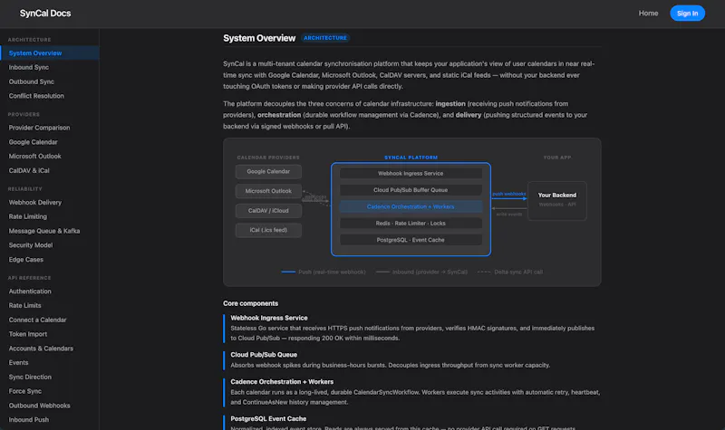 SynCal Dashboard screenshot 2